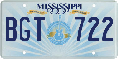 MS license plate BGT722