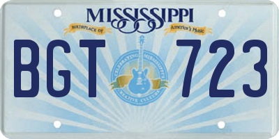 MS license plate BGT723