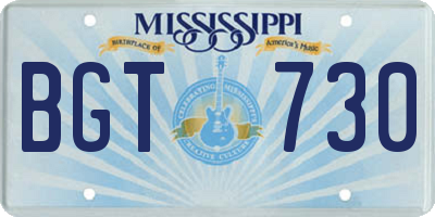 MS license plate BGT730