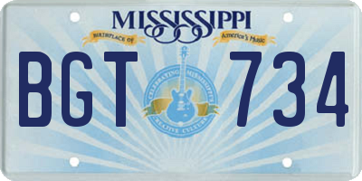 MS license plate BGT734