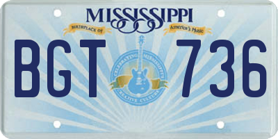 MS license plate BGT736
