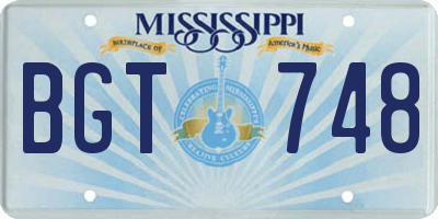 MS license plate BGT748