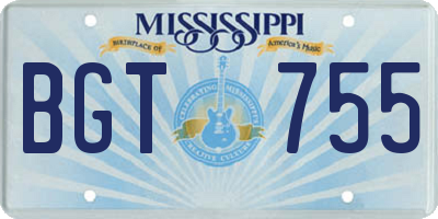 MS license plate BGT755