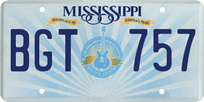 MS license plate BGT757