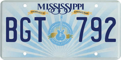 MS license plate BGT792