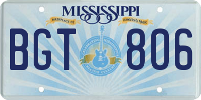 MS license plate BGT806
