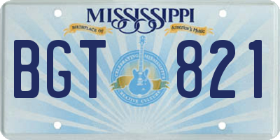 MS license plate BGT821
