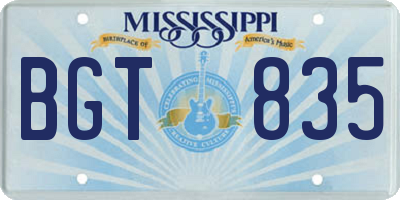 MS license plate BGT835