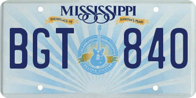 MS license plate BGT840