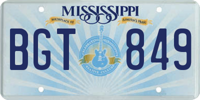 MS license plate BGT849