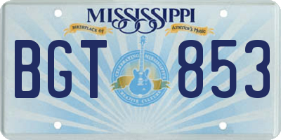 MS license plate BGT853