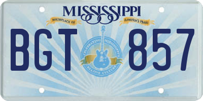 MS license plate BGT857