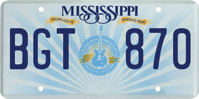 MS license plate BGT870