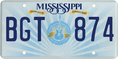 MS license plate BGT874