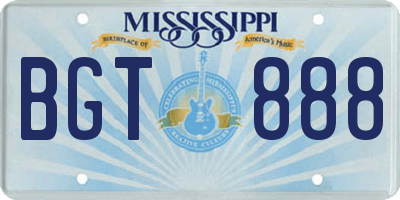 MS license plate BGT888