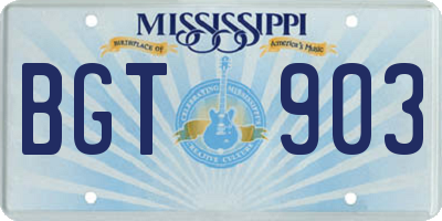 MS license plate BGT903