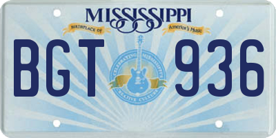 MS license plate BGT936