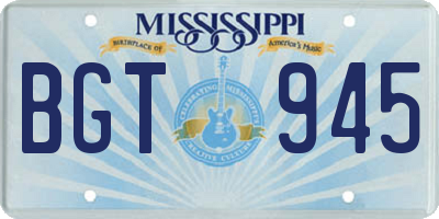 MS license plate BGT945