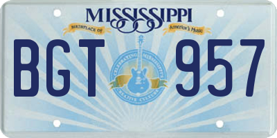MS license plate BGT957