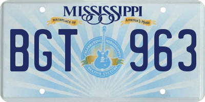MS license plate BGT963