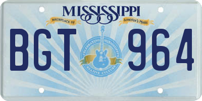 MS license plate BGT964