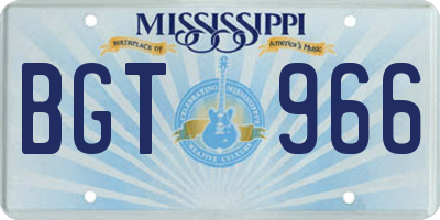 MS license plate BGT966