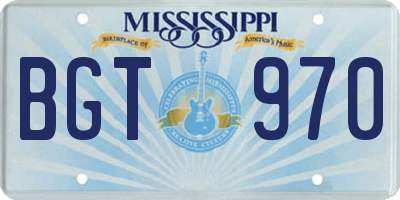 MS license plate BGT970