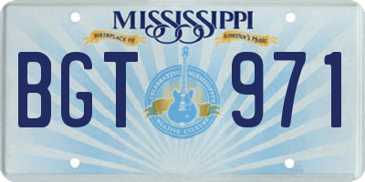 MS license plate BGT971