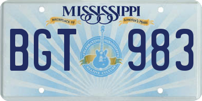 MS license plate BGT983