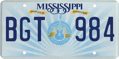 MS license plate BGT984