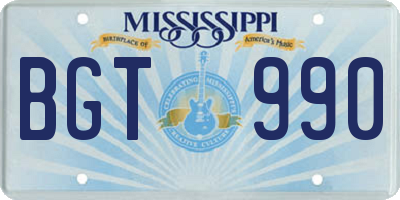 MS license plate BGT990