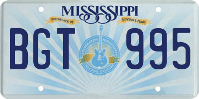 MS license plate BGT995