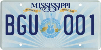 MS license plate BGU001
