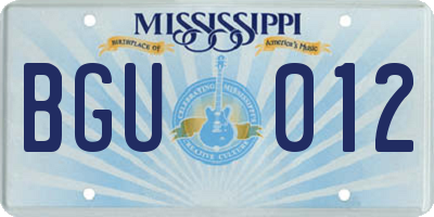 MS license plate BGU012
