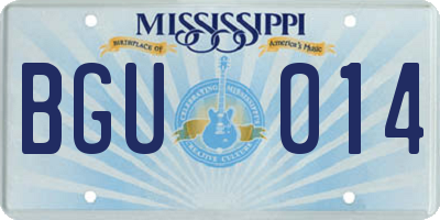 MS license plate BGU014
