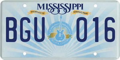 MS license plate BGU016