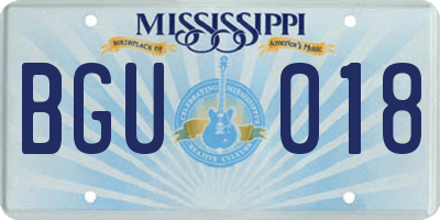 MS license plate BGU018