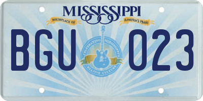 MS license plate BGU023