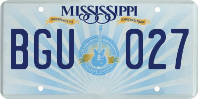 MS license plate BGU027