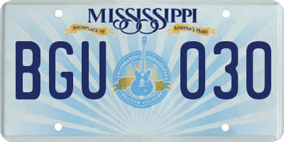 MS license plate BGU030