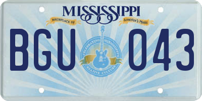 MS license plate BGU043