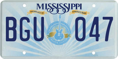 MS license plate BGU047