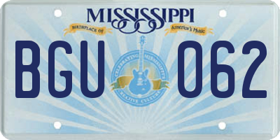 MS license plate BGU062