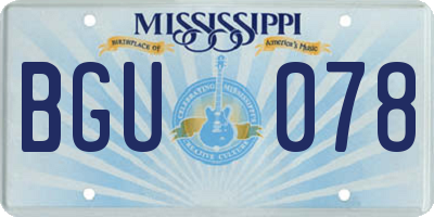 MS license plate BGU078