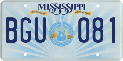 MS license plate BGU081