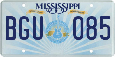 MS license plate BGU085
