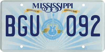 MS license plate BGU092