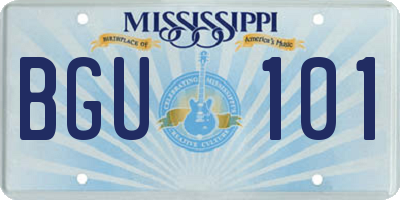 MS license plate BGU101