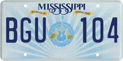 MS license plate BGU104