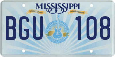MS license plate BGU108